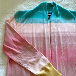 Lands End Ombre pink and Blue Cardigan Sweater; lighweight, never worn; NWOT